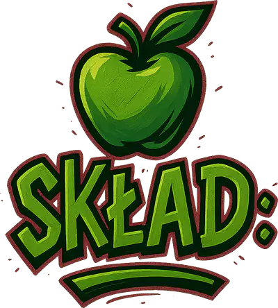 Logo „SKŁAD:” z zielonym jabłkiem